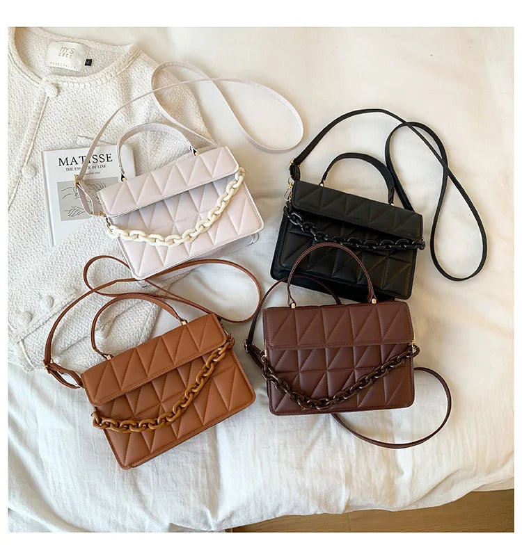 Trendy Plaid Women Shoulder Bag Fashion Chain Crossbody Bags Brand Designer Handbags and Purses Small Flap Top Handle Bags