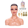 Female Mannequin Head With Shoulder Manikin Head Bust Wig Head Stand With Makeup For Wigs Display Necklace Free Earrings,Wig Cap