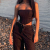 Women's Off Shoulder Strapless Lace Up Bustier Corset, Crop Tops, Black Sleeveless Vest, Cropped Feminino