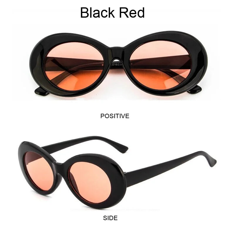 Kurt Cobain Retro Oval Sunglasses Man Vintage Fashion Brand Sun Glasses Classic White Black Lentes De Sol Mujer
