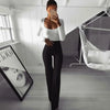 Womens Solid Color High Waist Flare Pants Ladies Trousers Bell Bottom Long Pants Black/White/Blue/Khaki/Burgundy