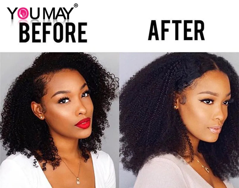 4B 4C Afro Kinky Curly Clip In Human Hair Extensions 100% Mongolian Virgin Hair Human Natural Black Clip Ins Afro Bundle YouMay