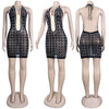 Sparkly Rhinestone Halter Backless Bodycon Dress Women Elegant Night Club Christmas Birthday Dress Sexy Mesh Sheer Mini Dress