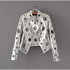 Lautaro Runway Cut Out Short Faux Leather Jacket Golden Rivet Cool Stylish Designer Clothes Women European American Fashion 2022
