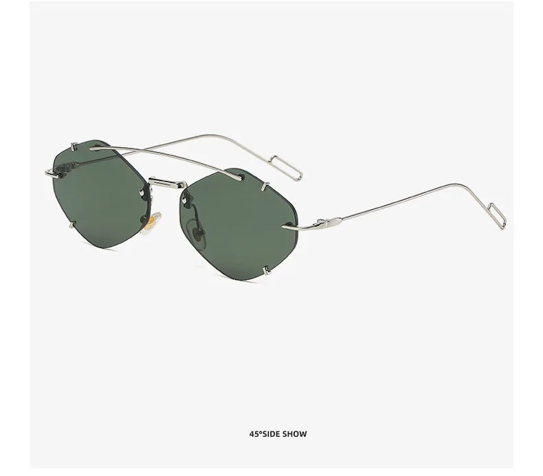 Rimless Diamond Sunglasses Square Women Men Retro Sun Glasses Brand Designer Eyewear UV400 Shades Oculos Female Gafas