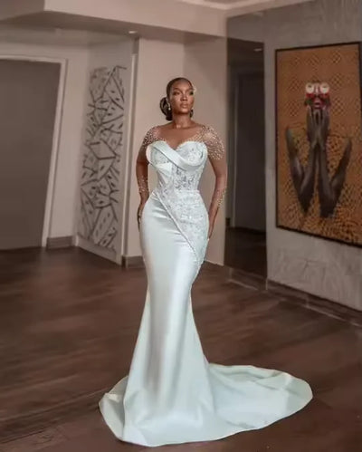 New Foreign Trade Wedding Dress Wholesale African Cross-border Bride Wedding Mermaid Lace Custom
