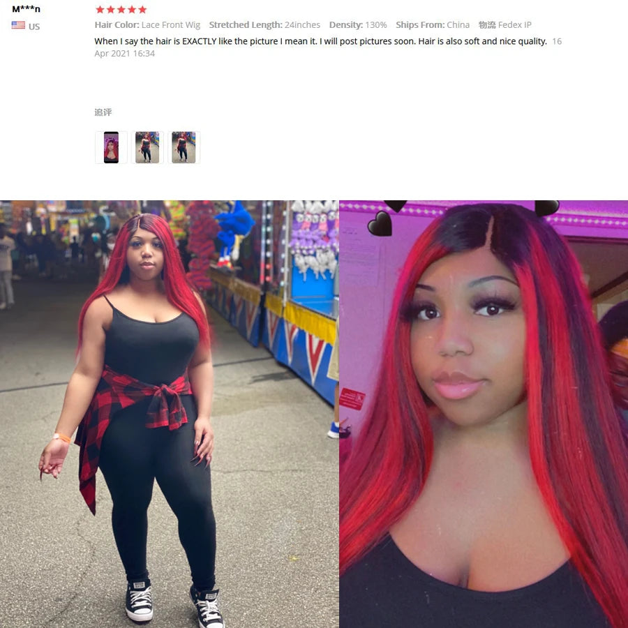 Topnormantic Highlight Red Color Straight Wigs For Women Brazilian Remy Human Hair 4x4 Lace Closure Straight Bob Wig Preplucked