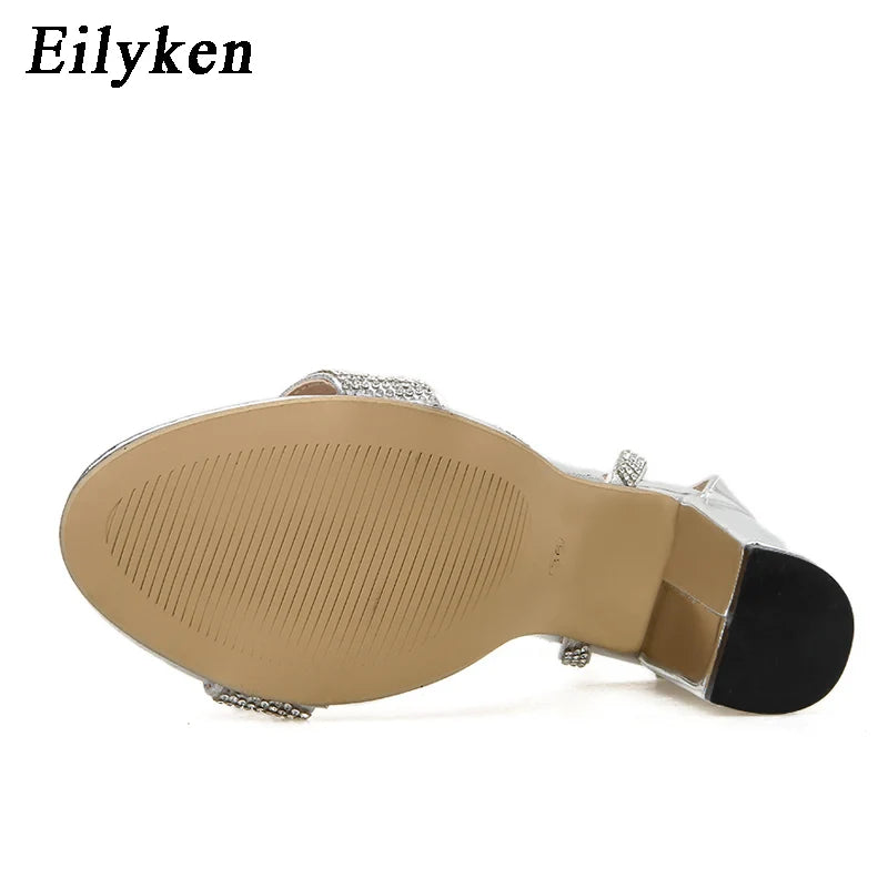 Eilyken Sexy Crystal Diamond Woman Sandals Fashion Buckle Strap Banquet Party High Heels Summer Ladies Shoes