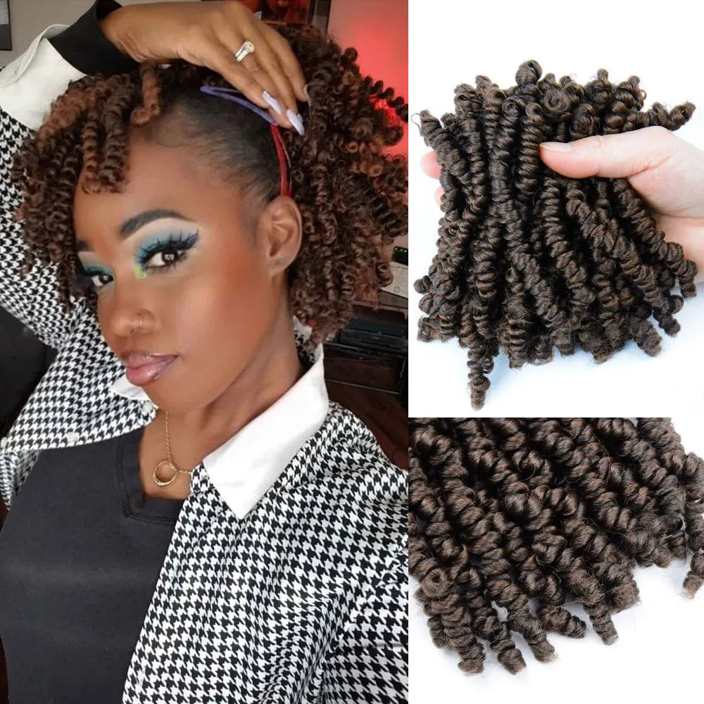 Bob Spring Twist Hair Prelooped Crochet Hair Braids 6 Inch synthetic Short passion twist hair pre twisted By Flyteng