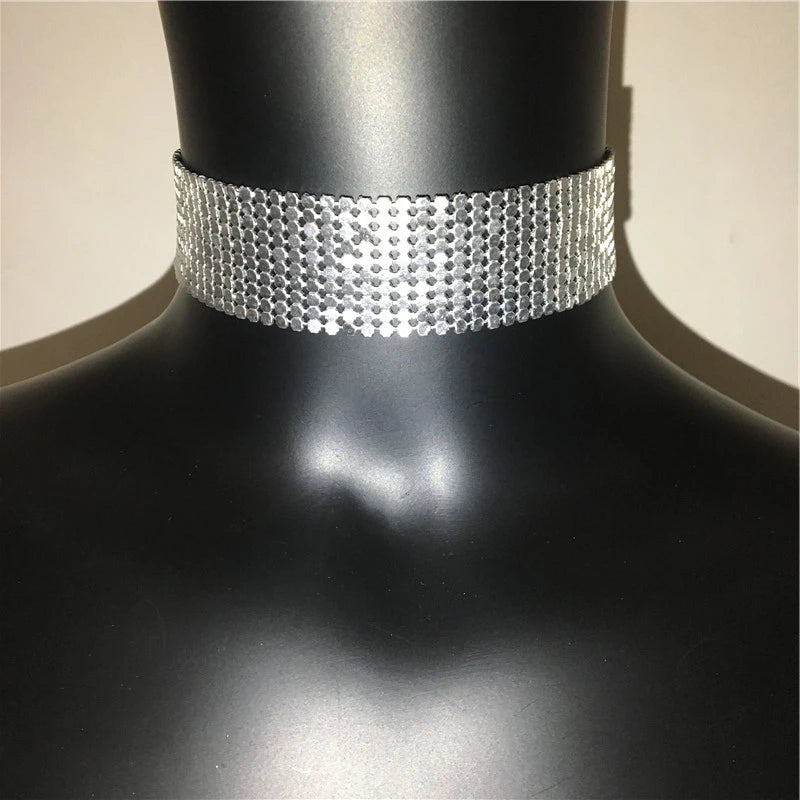 Fashion Metal Sequins Chokers Necklace Jewelry Women Statement Choker Wedding Necklace Jewelry Accessories For A Gift