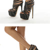 2024 New Summer Platform High Heels Sandals Women Sexy Peep Toe Pumps Fashion Rivet Decoration Ladies Party Pole Dance Shoes