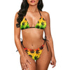 Customized Logo Plus Size Hawaiian Leaves Custom Pattern Bandage Swimsuit Set Two Piece Set Padded Halter Womens Swimwear Bikini