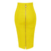 16 Colors Sexy Solid Zipper Orange Blue Black Red Bandage Skirt Women Elastic Bodycon Summer XL XXL Pencil Skirts 58cm