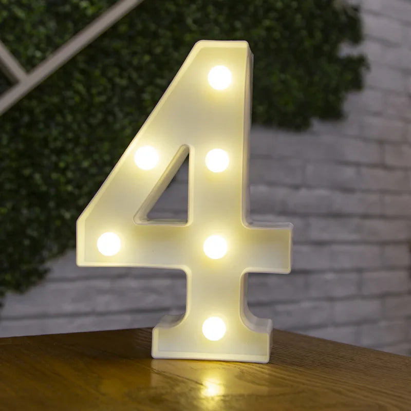Luxury Alphabet Letter LED Lights Luminous Number Lamp  Battery Night Light for Home Wedding Birthday Christmas Party Decoration