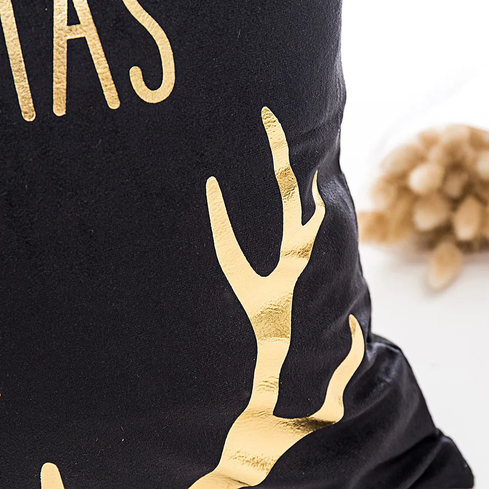 Black Bronzing Gold Foil Pillowcase Super Soft Velvet Cushion Decorative Pillow Home Decor Sofa Throw Pillows Christmas Gift 17
