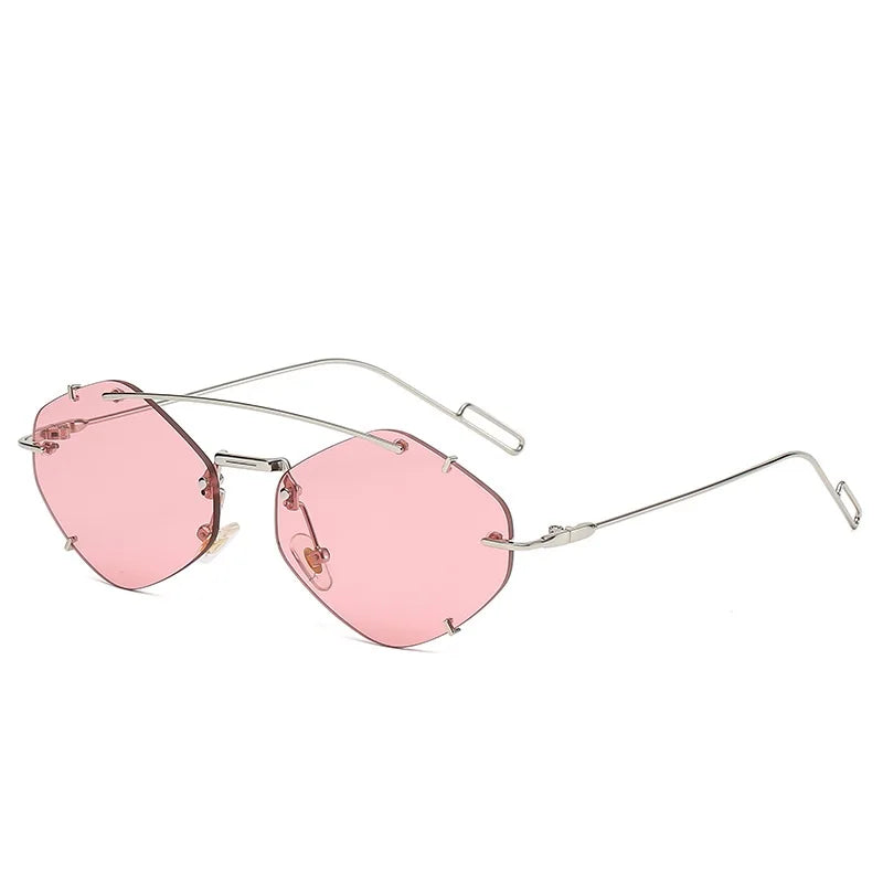 Rimless Diamond Sunglasses Square Women Men Retro Sun Glasses Brand Designer Eyewear UV400 Shades Oculos Female Gafas