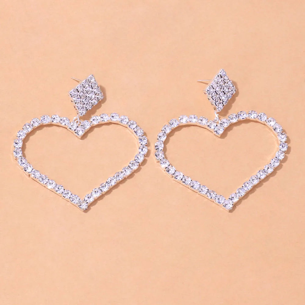 Stonefans Aesthetic Letter Earrings Designer Luxury for Women 2021 Fahsion Jewelry Rhinestone Designer Piercing Heart Earrings