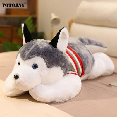 50-120cm Giant Dog Plush Toys Soft Stuffed Husky Long Pillow Cartoon Animal Doll Sleeping Cushion Home Bed Decor Kids Baby Gift