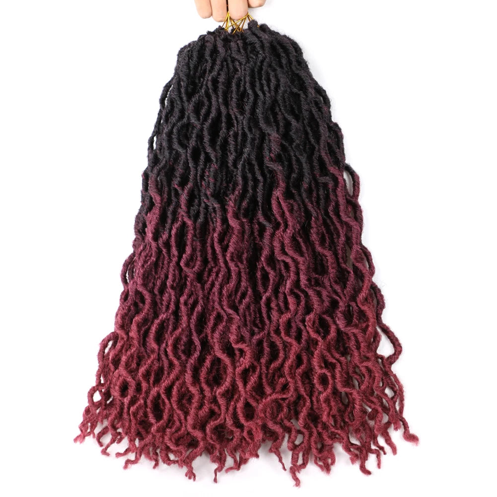 Goddess Faux Locs Crochet Hair Soft Curly Dreadlocks Hair Extensions Synthetic Braiding Hair Ombre Crochet Locs Wholesale Braids