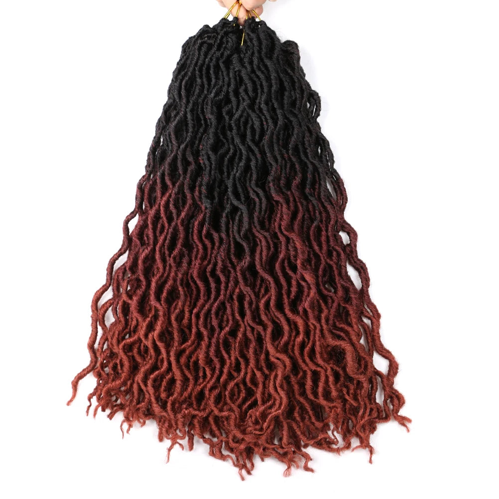 Goddess Faux Locs Crochet Hair Soft Curly Dreadlocks Hair Extensions Synthetic Braiding Hair Ombre Crochet Locs Wholesale Braids