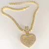 Iced Out Bling Can Be Opened Heart-shaped Photo Pendant Necklace Hearts Tennis Chain Cubic Zirconia Fashion Women Men Jewelry
