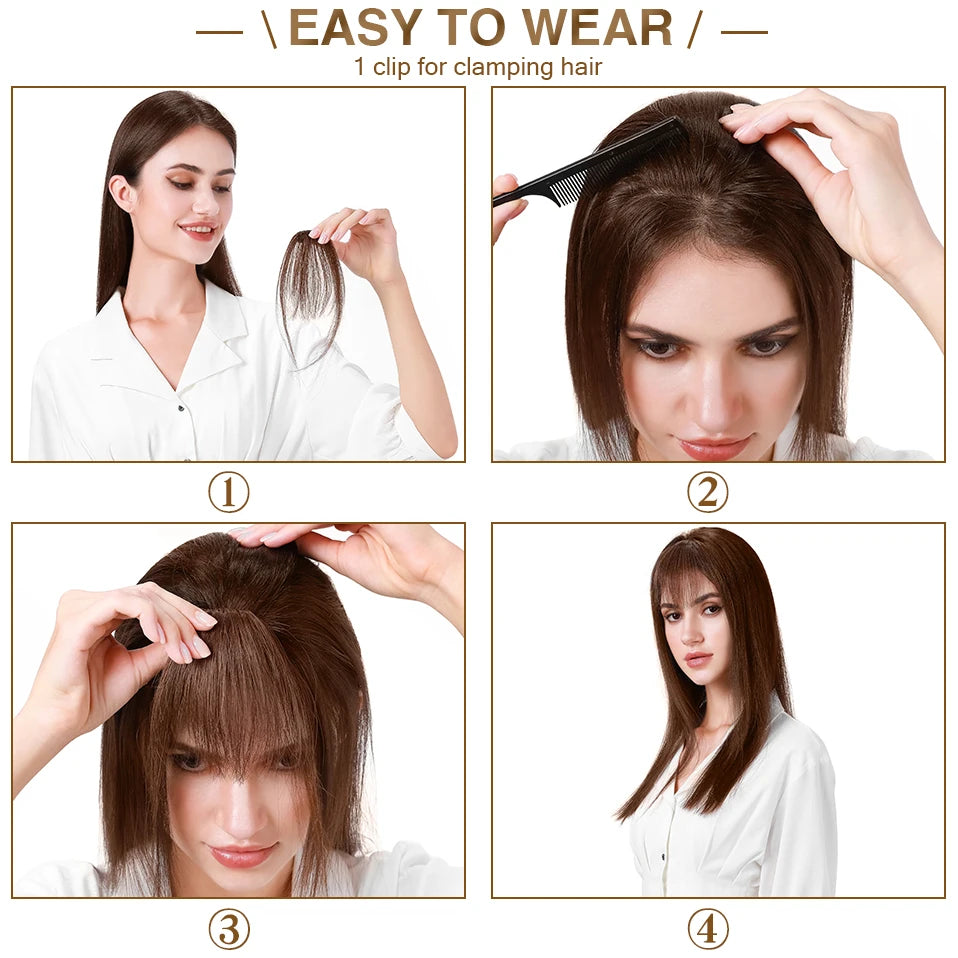 S-noilite 3g Air Bangs Wig Human Natural Black Brown Thin Invisible Fake Hairpiece Clip In Fringe Human Hair Extension For Women