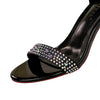 Women Summer Sandals 8.5cm High Heels Rhinestone Crystal Middle Heels Ankle Strappy Sandles Lady Wedding Event Party Gold Shoes