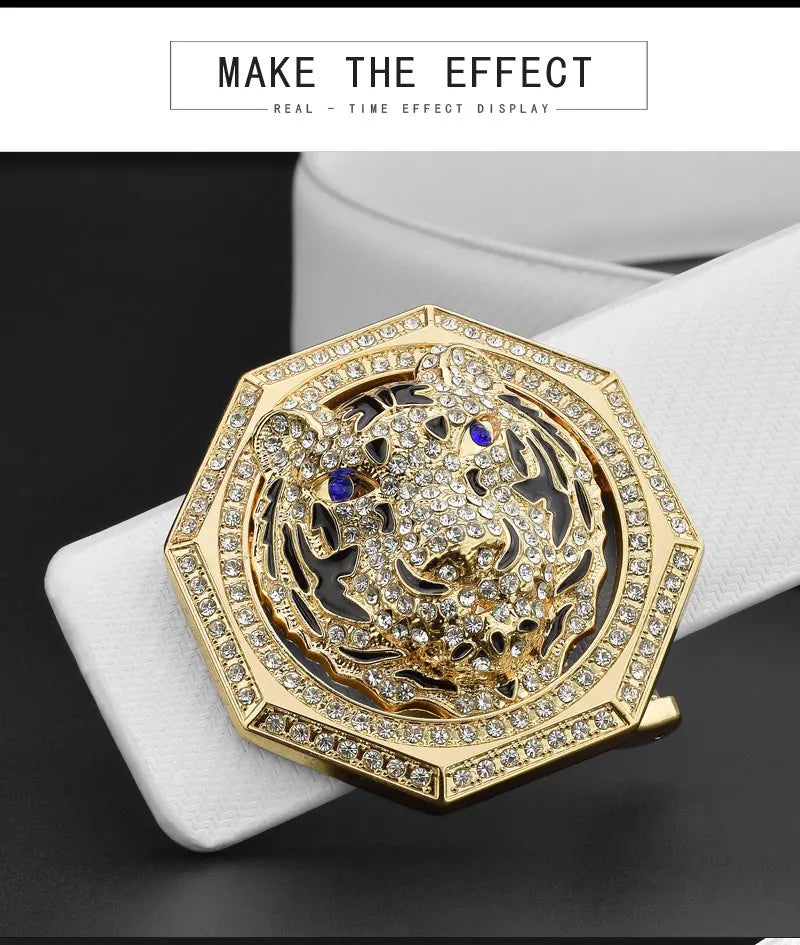 2022 new tiger Golden buckle luxury brand ceinture homme Casual belt men genuine leather Waist Strap wide Waistband High Quality