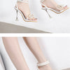 Eilyken New Women Sandals 2025 Summer Sexy Perspex Crystal High Heels Party Wedding Shoes Square Toe Pearls String Bowknot Pumps
