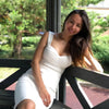 Women Summer Fashion Sexy V Neck Backless Button Red Black White Bodycon Bandage Dress 2022 Designer Evening Party Dress Vestido
