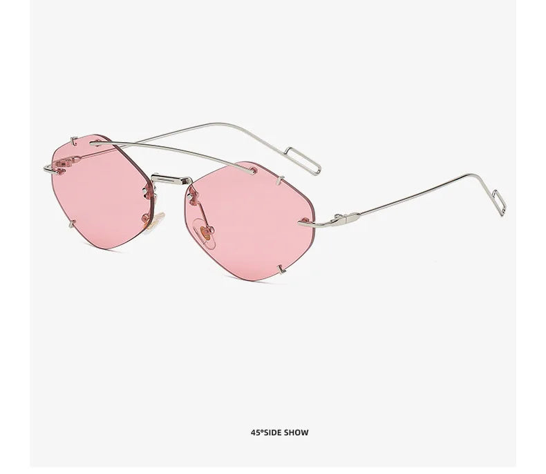 Rimless Diamond Sunglasses Square Women Men Retro Sun Glasses Brand Designer Eyewear UV400 Shades Oculos Female Gafas