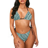 Customized Logo Plus Size Hawaiian Leaves Custom Pattern Bandage Swimsuit Set Two Piece Set Padded Halter Womens Swimwear Bikini