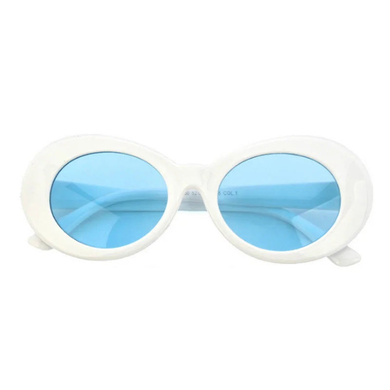 Kurt Cobain Retro Oval Sunglasses Man Vintage Fashion Brand Sun Glasses Classic White Black Lentes De Sol Mujer