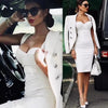 Women Summer Fashion Sexy V Neck Backless Button Red Black White Bodycon Bandage Dress 2022 Designer Evening Party Dress Vestido