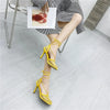 Eilyken Sexy Mesh Pumps Sandals Female Square Toe High Heel Lace Up Cross-Tied Stiletto Hollow Dress Shoes Zapatos Mujer