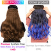 DinDong Clips In Hair Extensions 32Inch Synthetic Wavy 210G Premium Heat Resistant Hair 613# Blonde Brown 19 Colors Available
