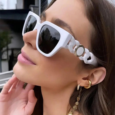 Luxury Brand Ladies Sunglasses Fashion Designer Square White Sun Glasses Women Vintage Trendy Oversized Shades Female Eyewear
