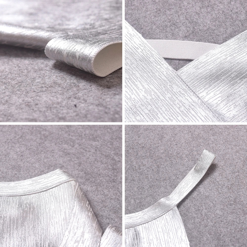 BEAUKEY Sexy Short Metalic HL Bandage Crop Top Women Vest Gold Silver  XL Camis Bodycon Club Party Tank Top  Wholesale