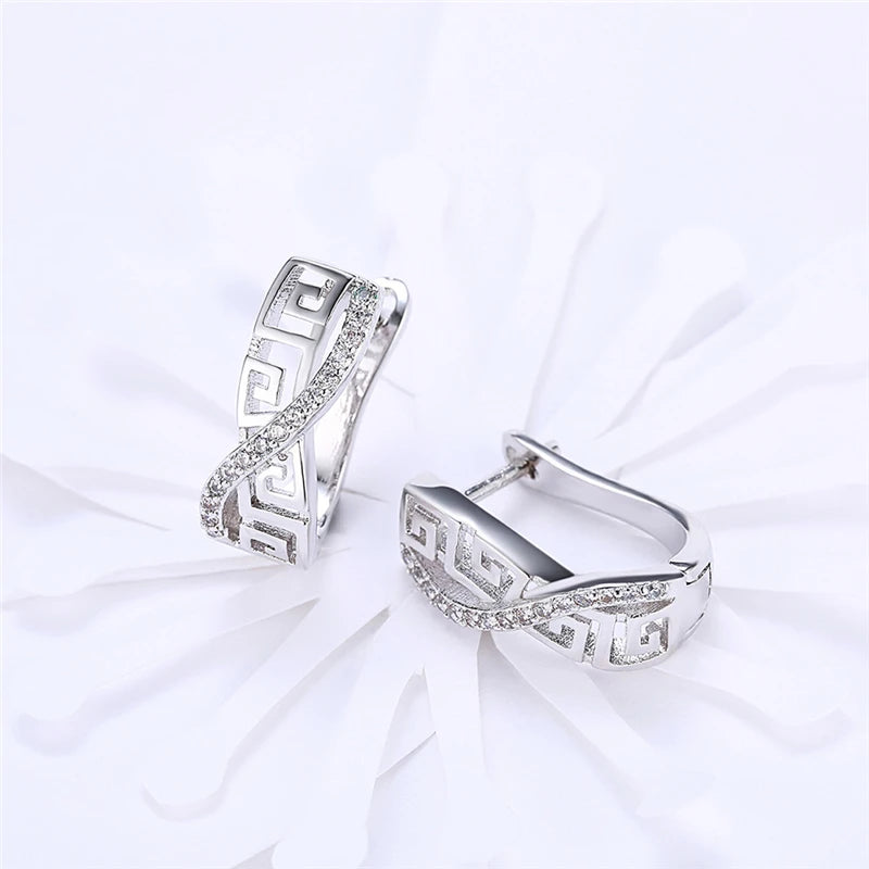 DOTEFFIL 925 Sterling Silver Classic AAA Zircon Earrings Fashion For Woman Wedding Engagement Party Gift Jewelry