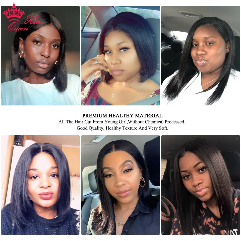 Queen Hair HD Bob Wig Bone Straight HD 4x4 5x5 6x6 Closure Wig HD 13x6 13x4 Full Frontal Bob Wig 100% Raw Human Hair Pre-plucked