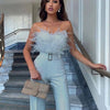 Women Sexy Jumpsuit Breast Wrap Spring Summer Fashion Female Elegant White Empire Casual Straight Long Jumpsuits