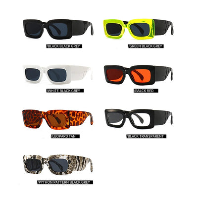 RUOBO Brand Designer Small Rectangle Pythons Grain Sunglasses For Women's Retro Lady Fashion Outdoor Sun Glasses Oculos De Sol