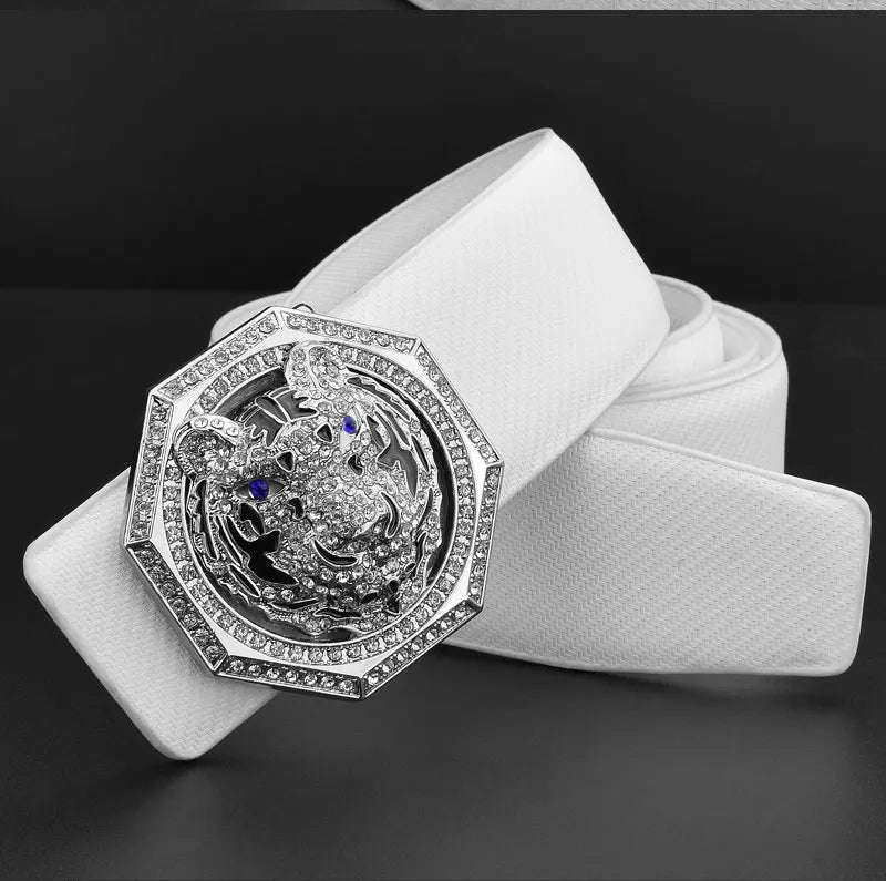 2022 new tiger Golden buckle luxury brand ceinture homme Casual belt men genuine leather Waist Strap wide Waistband High Quality