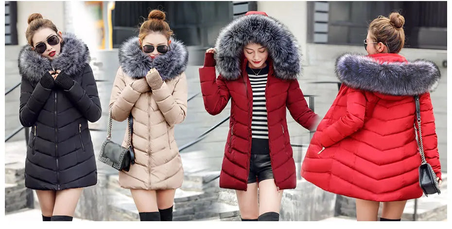 2025 New Arrival Fashion Slim Women Winter Jacket Cotton Padded Warm Thicken Ladies Coat Long Coats Parka Womens Jackets