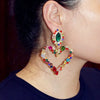 KMVEXO New Shiny Crystal Rhinestone Heart Pendant Dangle Earrings 2023 For Women Jewelry Fashion Statement Earrings Accessories