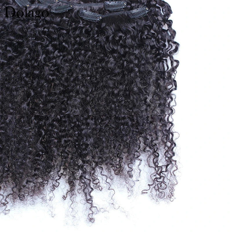 3B 3C Kinky Curly Clip In Hair Extensions Human Hair Afro Kinky Curly Clip Ins Bundles For Black Women 4A Dolago Full Head Sets