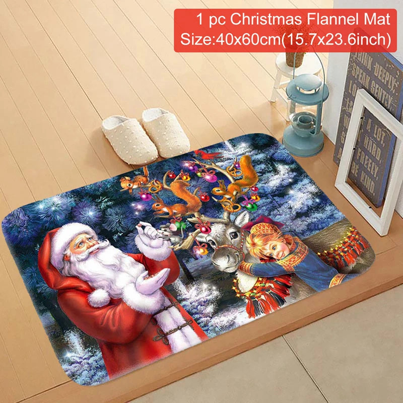 Christmas Door Mat Santa Claus Carpet Marry Christmas Decorations For Home 2024 Xmas Ornament Navidad Natal Gifts New Year 2025