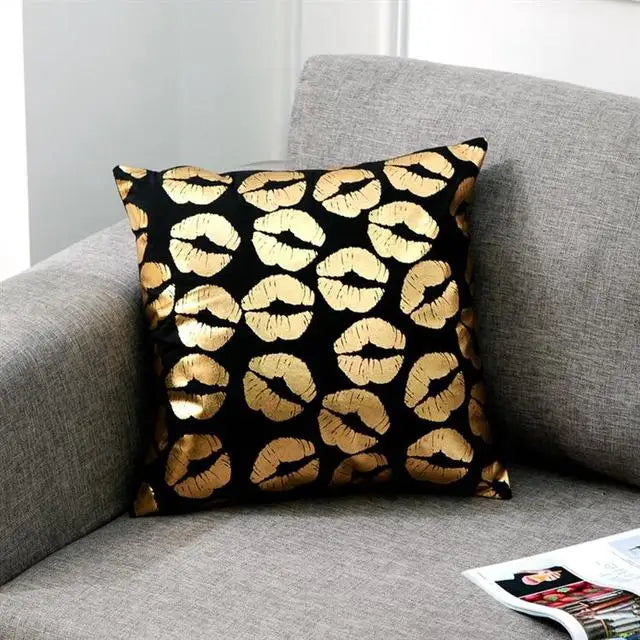 Love Black And White Bronzing Cushion Decorative Pillows Gold Foil Geometric Pillowcase Home Decor Sofa Throw Pillow 17*17inch