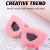 Cat Eye Sunglasses Women Punk Soft Fur Velvet Ladies Sun Glasses 2024 Luxury Brand Trendy Shades Eyewear Oculos De Sol Feminino