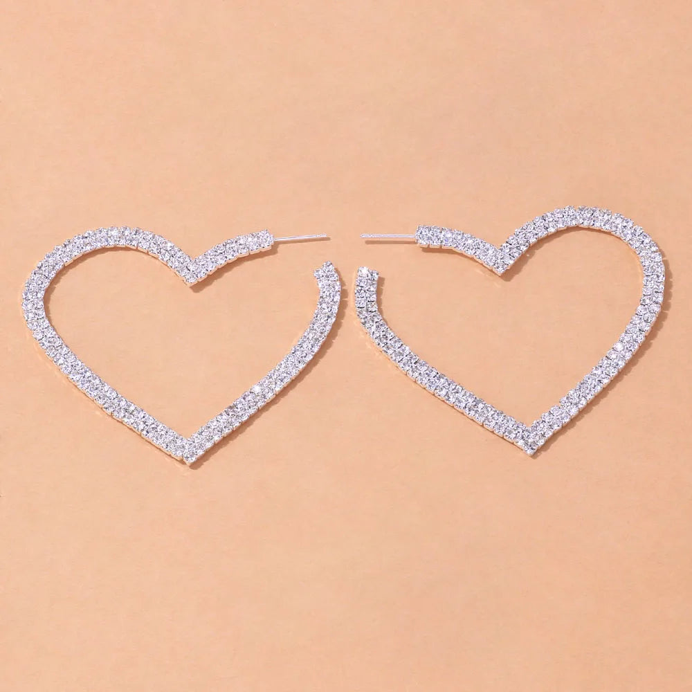 Stonefans Aesthetic Letter Earrings Designer Luxury for Women 2021 Fahsion Jewelry Rhinestone Designer Piercing Heart Earrings